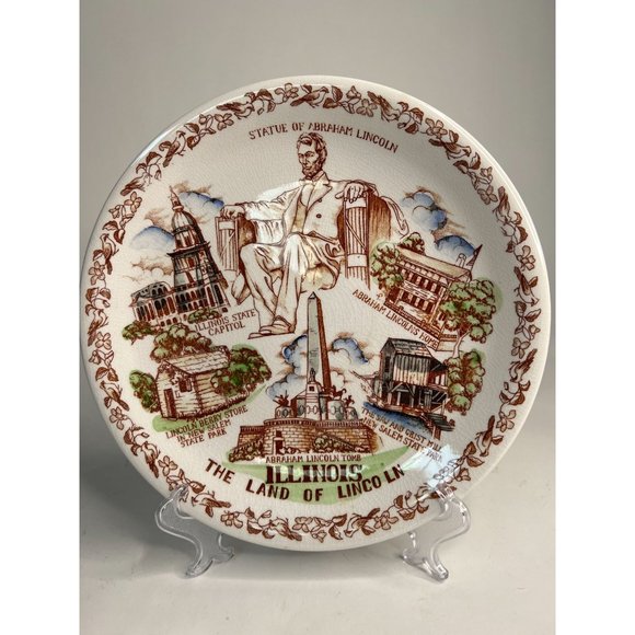 Nikko Ironstone Vintage Illinois State Plate Land of Lincoln 11- inch White - Picture 13 of 16